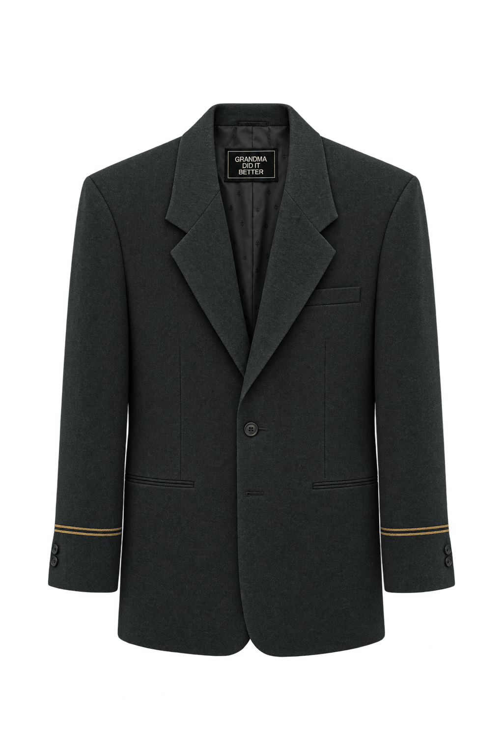 1980s Charcoal Gray Woven Blazer - Front View