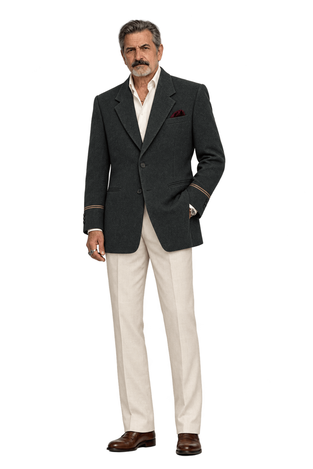 1980s Charcoal Gray Woven Blazer - Model