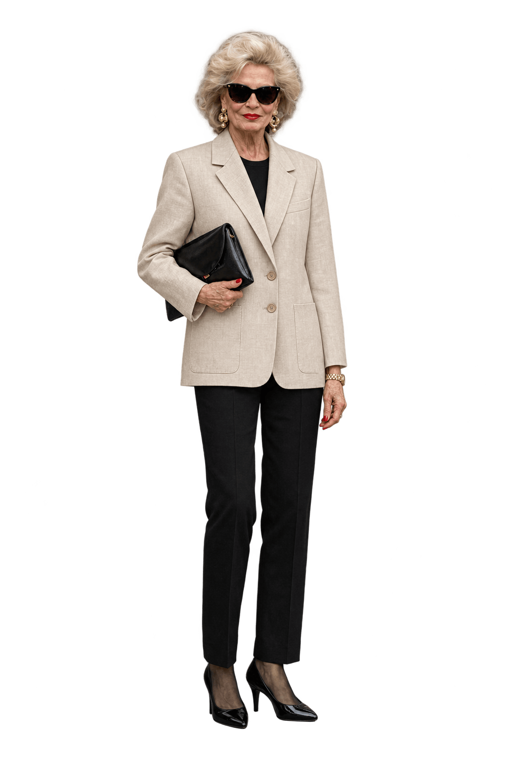 1980s Pale Champagne Beige Silk Blazer - Model