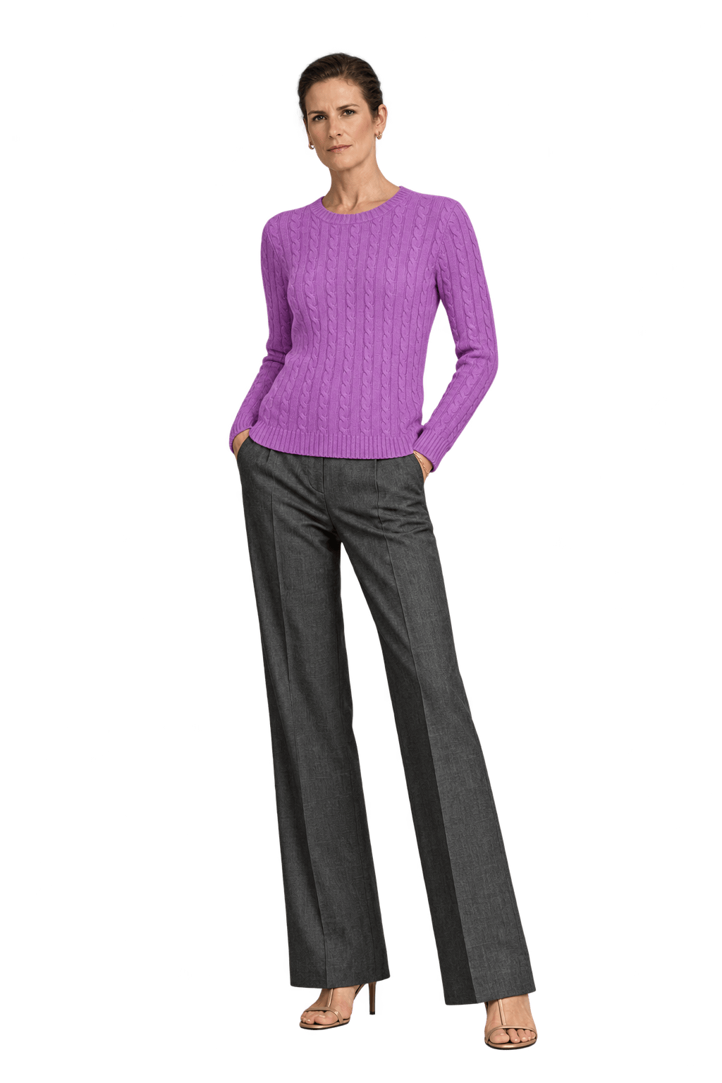 1990s Orchid Purple Knit Sweater - Model