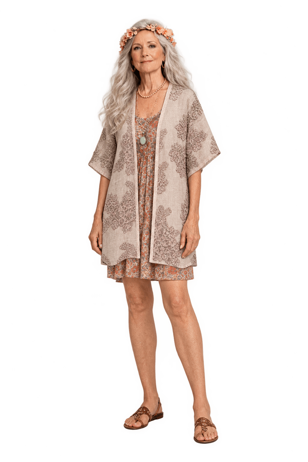 1970s Muted Dusty Mauve Sheer Jacket - Model