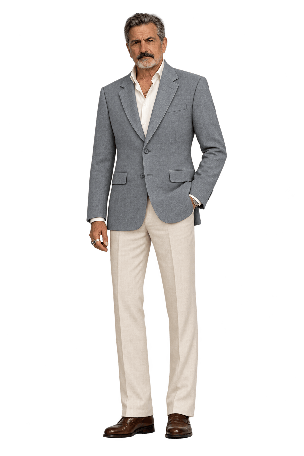 1990s Light Grey Suiting Fabric Blazer - Model