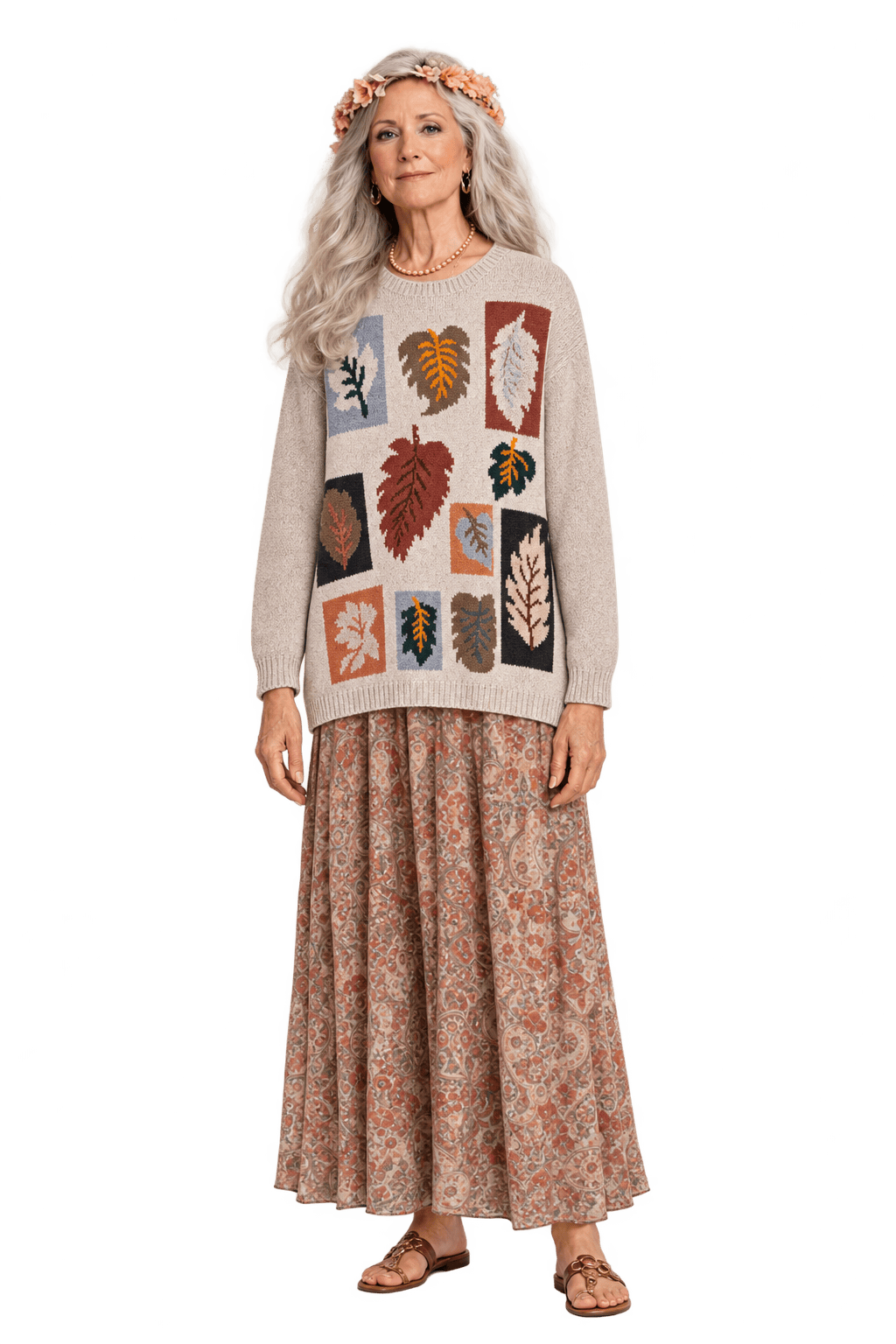 1970s Warm Cream Knit Sweater - Model