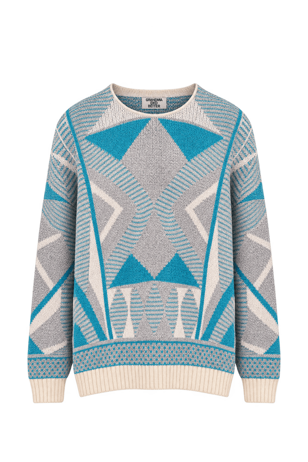 1980s Cream White Knit Sweater - Front View