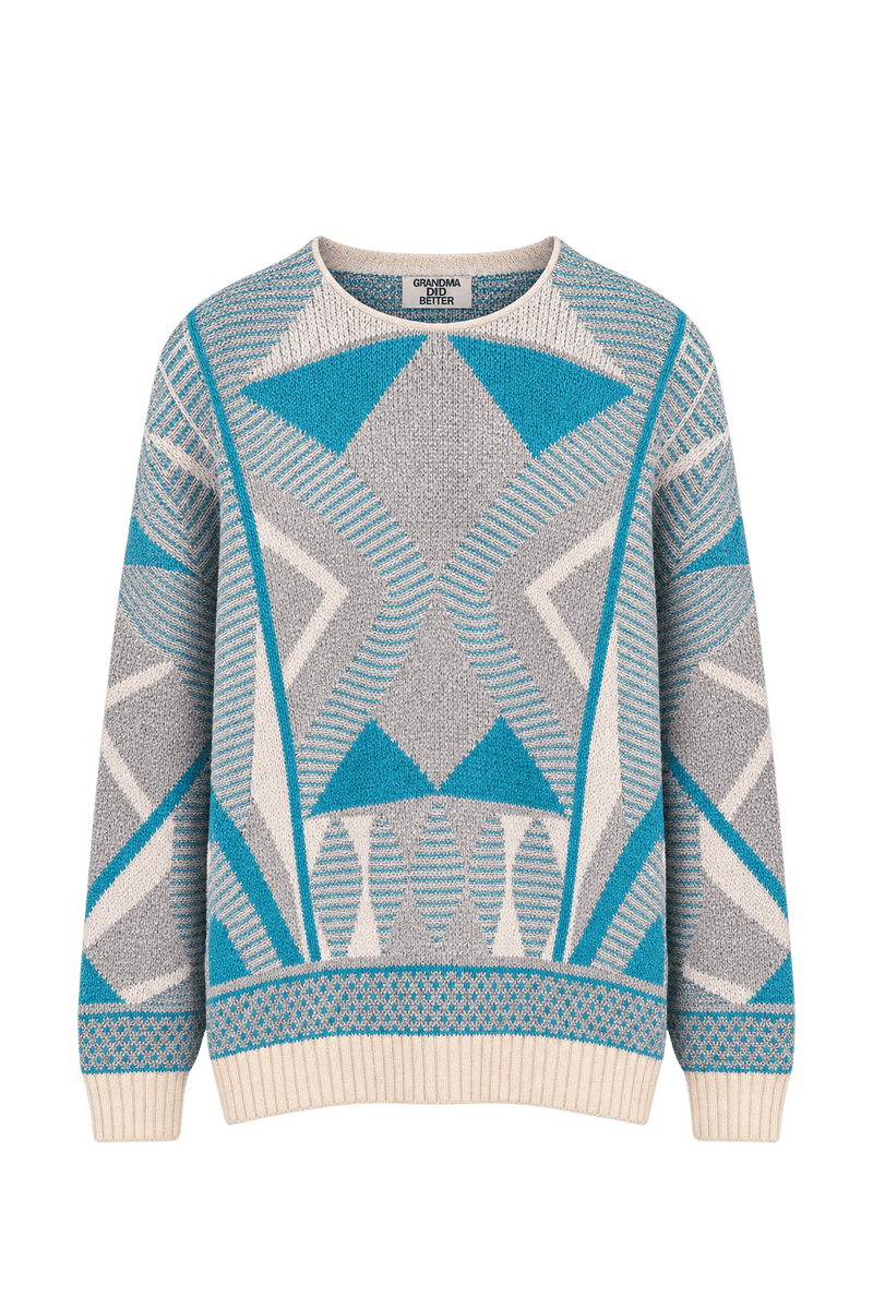 1980s Cream White Knit Sweater - Front View