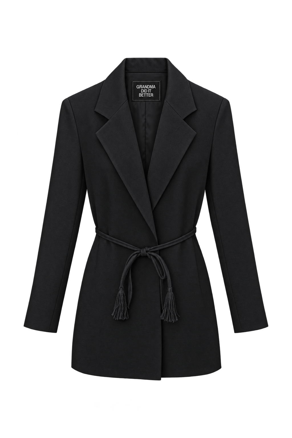 1990s Black Woven Suiting Blazer - Front View