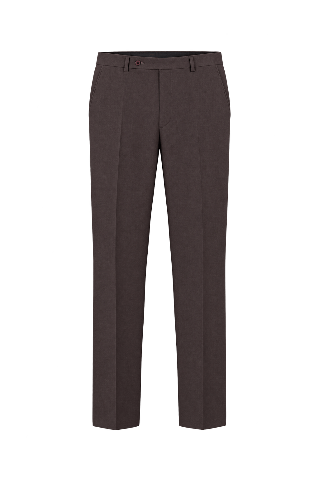 1980s Dark Chocolate Brown Woven Trousers - Front View