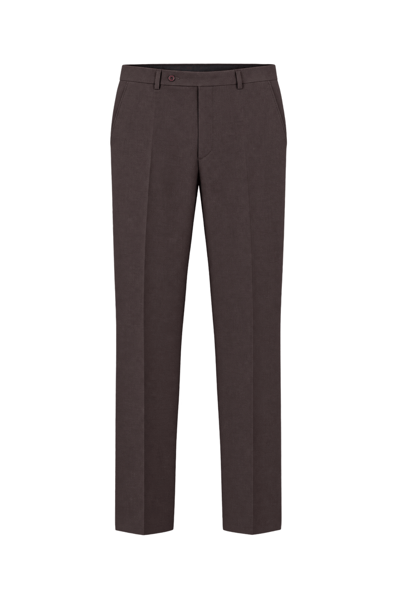 1980s Dark Chocolate Brown Woven Trousers - Front View