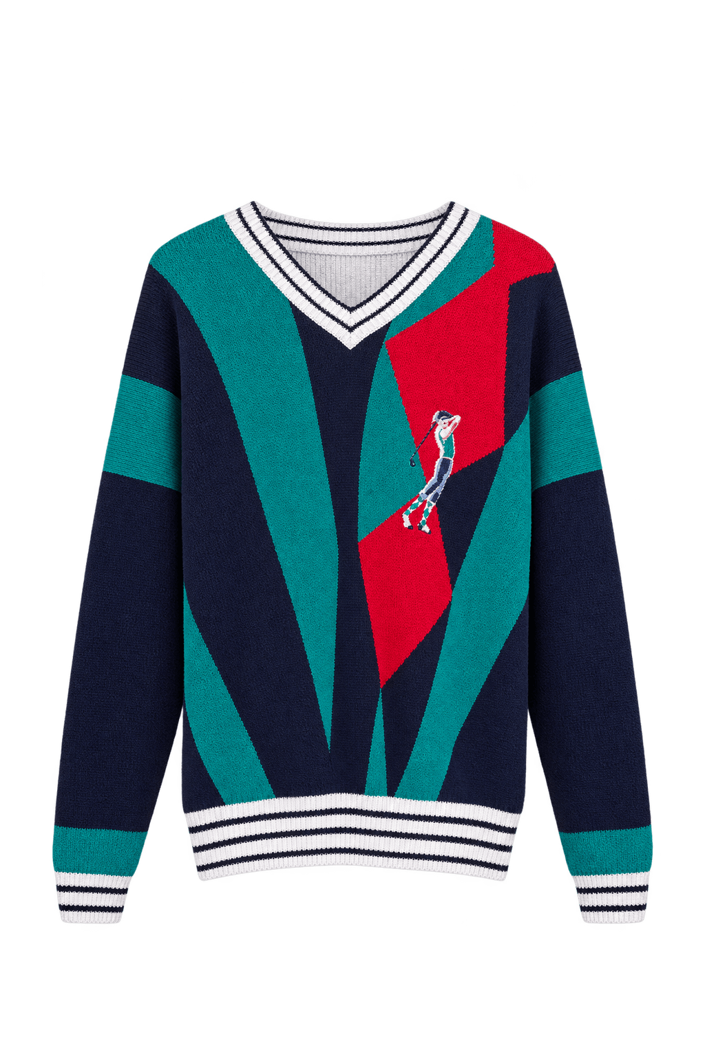 1980s Navy Blue Knit Sweater - Front View