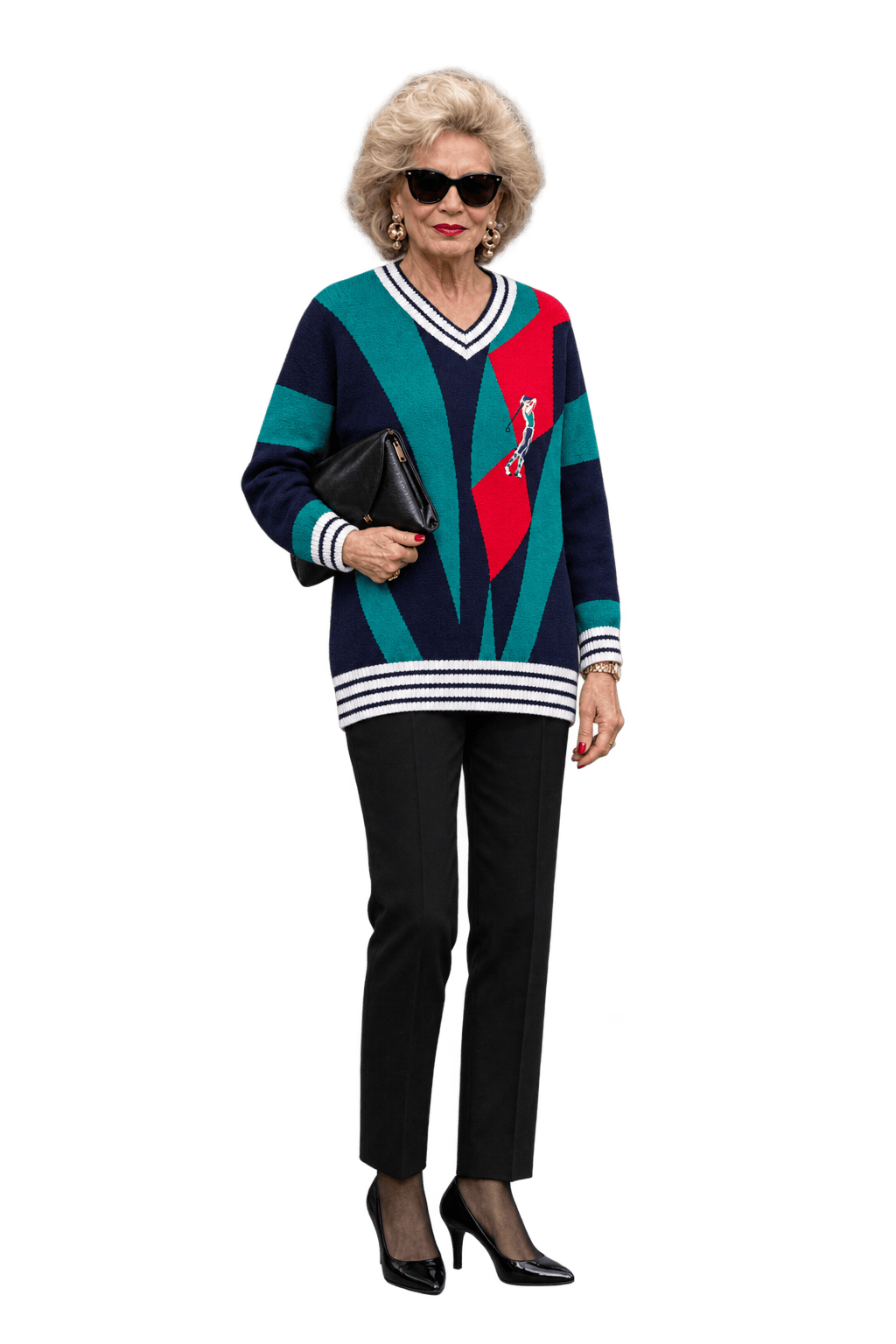 1980s Navy Blue Knit Sweater - Model