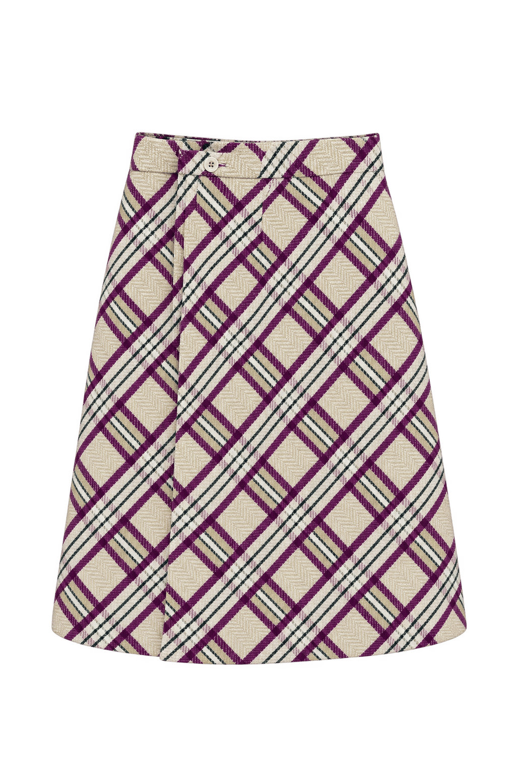 1960s Cream Woven Skirt - Front View