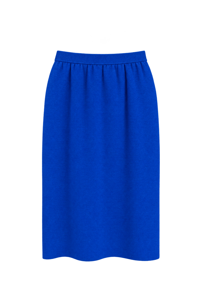 1980s Cobalt Blue Knit Skirt - Front View