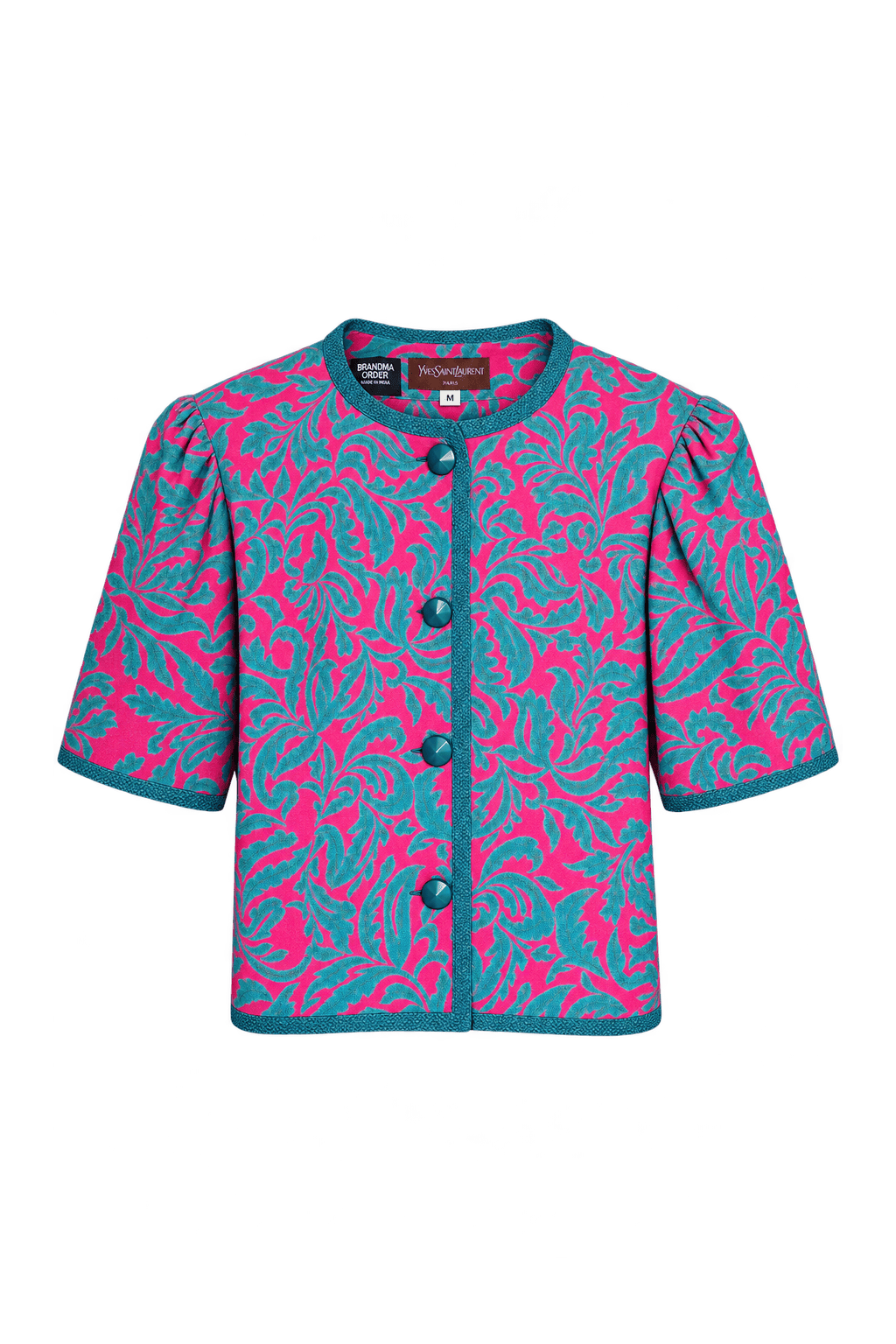 1980s Vivid Pink Woven Jacket - Front View