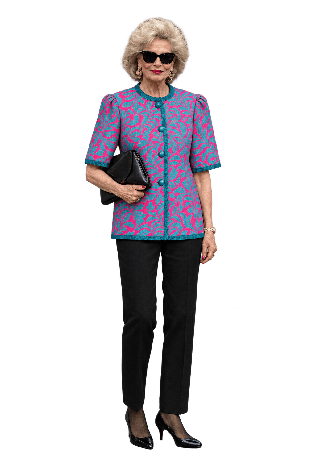 1980s Vivid Pink Woven Jacket - Model