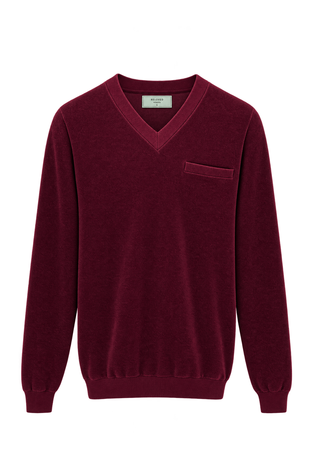 1990s Deep Burgundy Velour Sweater - Front View