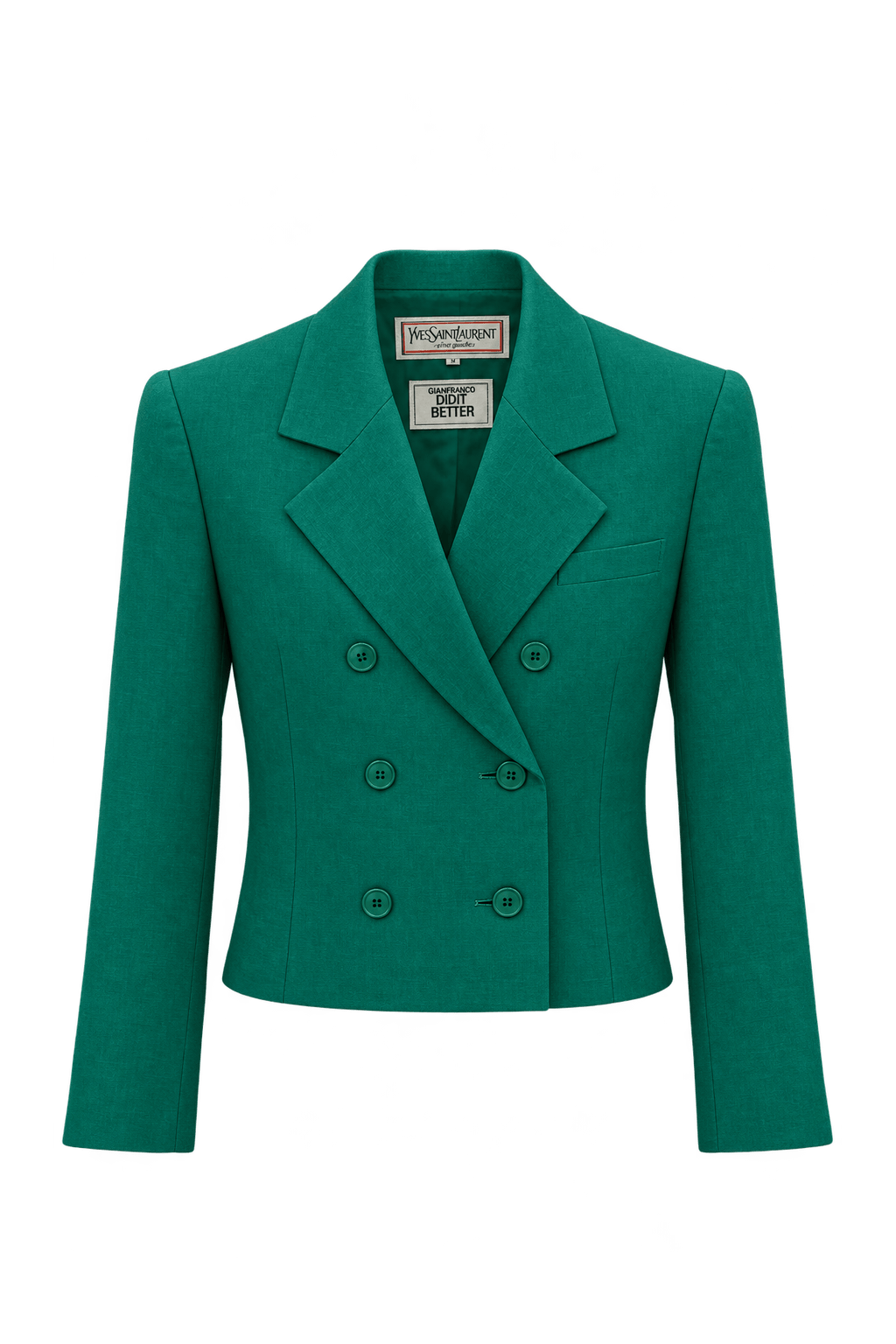 1980s Emerald Green Woven Blazer - Front View