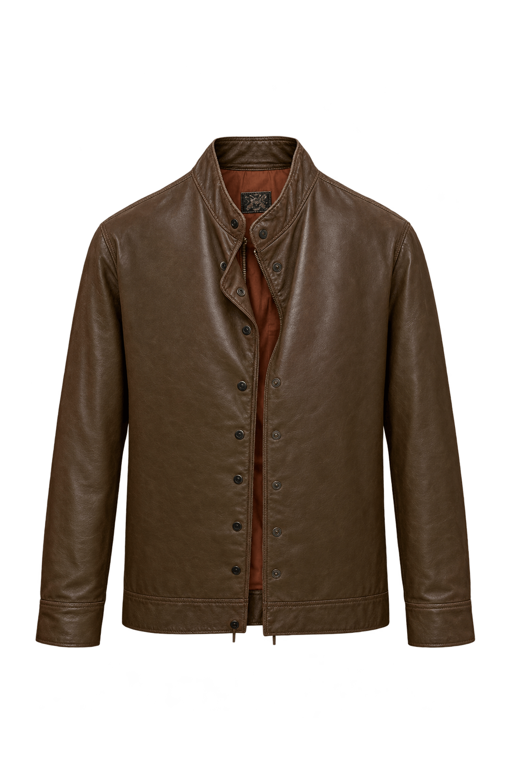 1980s Medium Brown Leather Jacket - Front View