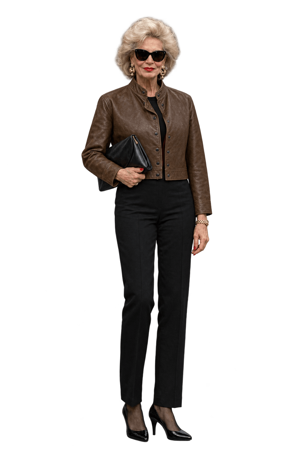 1980s Medium Brown Leather Jacket - Model