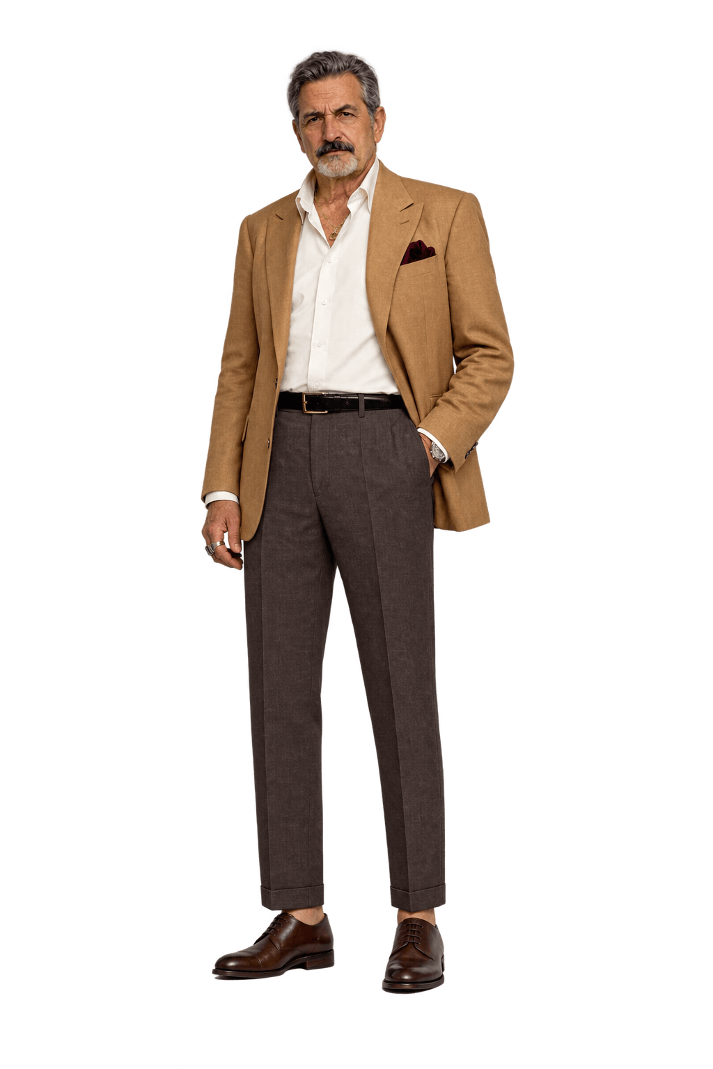 1980s Dark Chocolate Brown Woven Trousers - Model