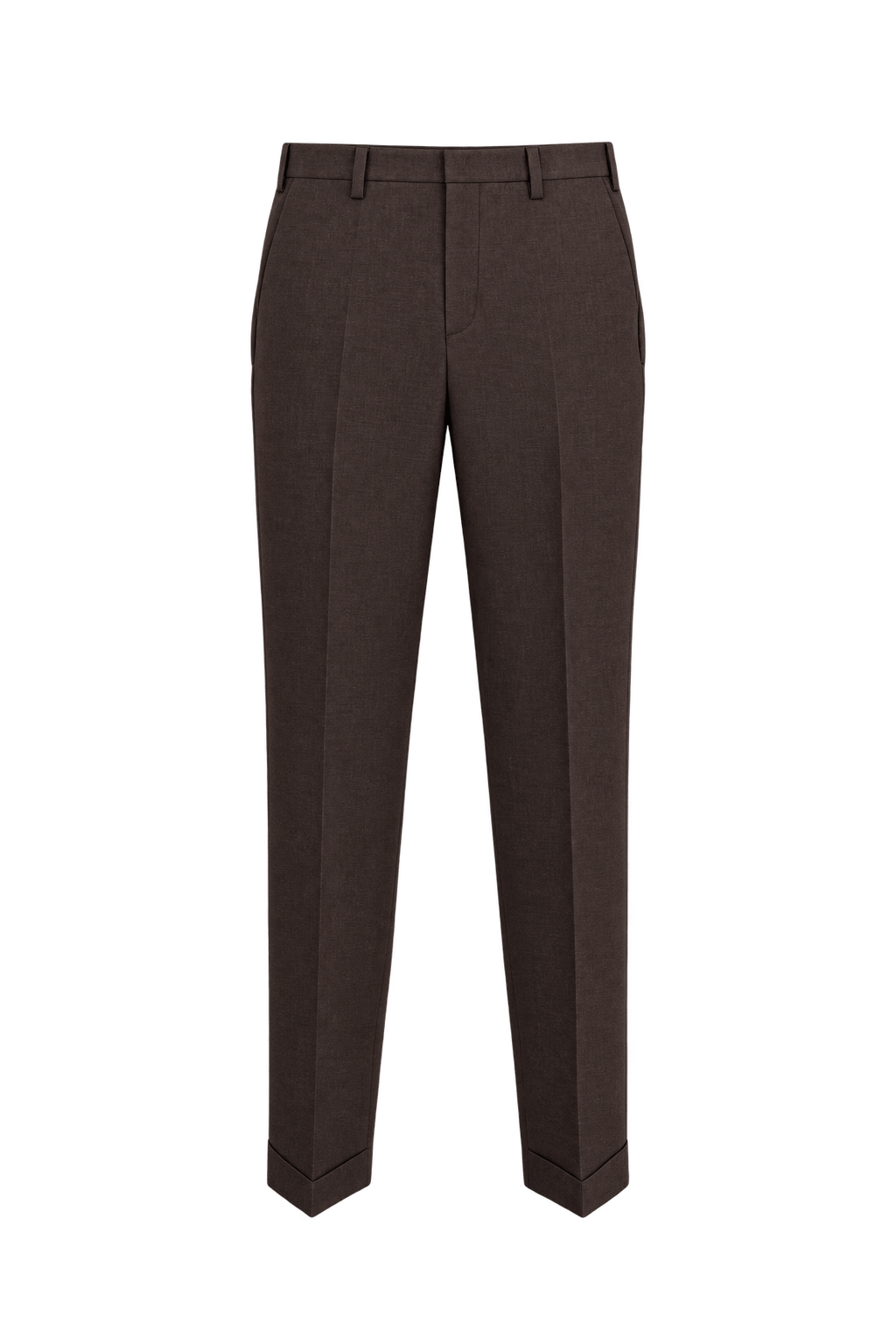 1980s Dark Chocolate Brown Woven Trousers - Front View