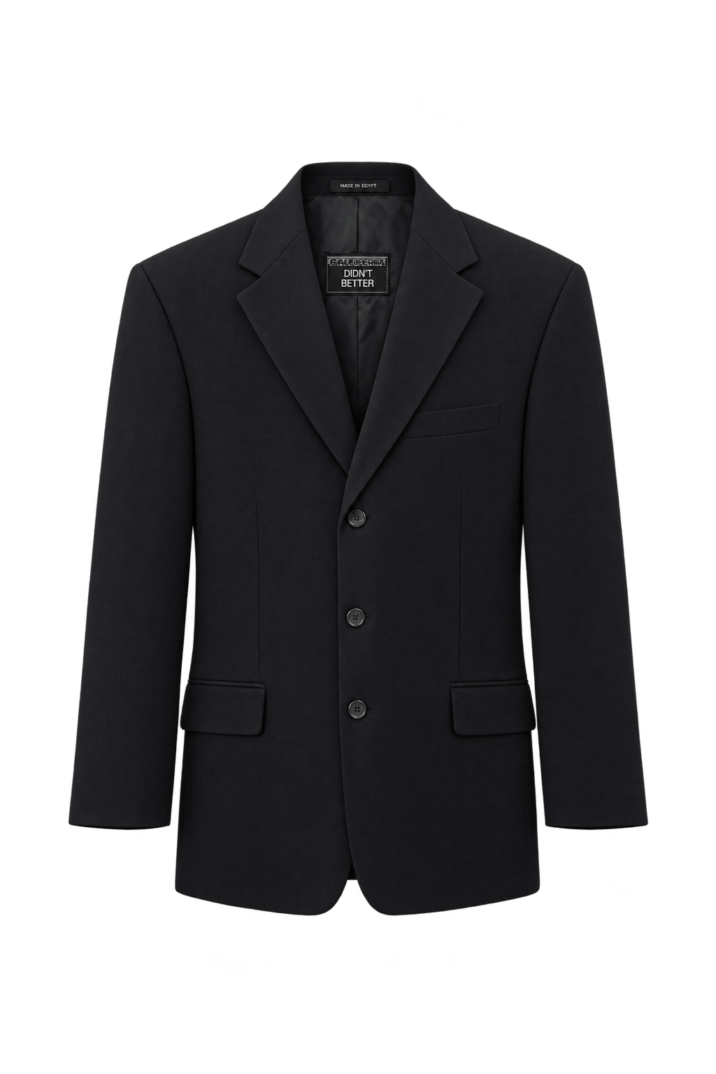 1980s Very Dark Navy Blue Woven Blazer - Front View