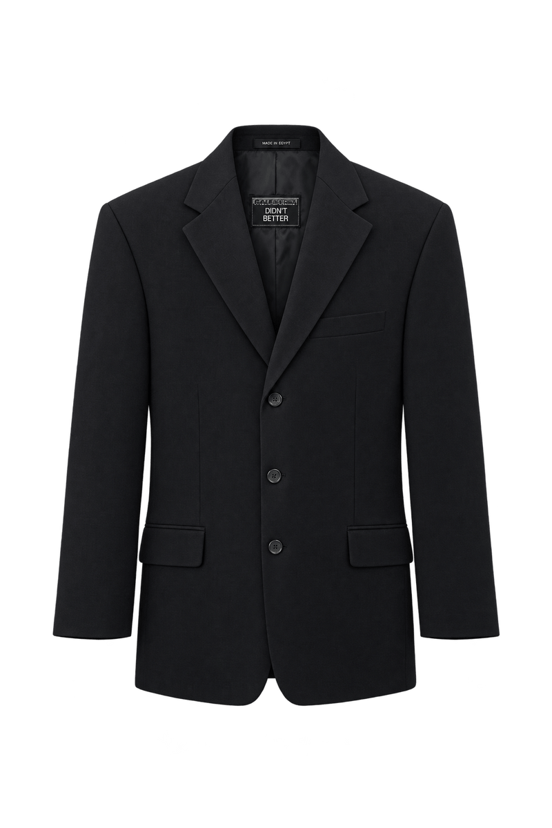 1980s Very Dark Navy Blue Woven Blazer - Front View
