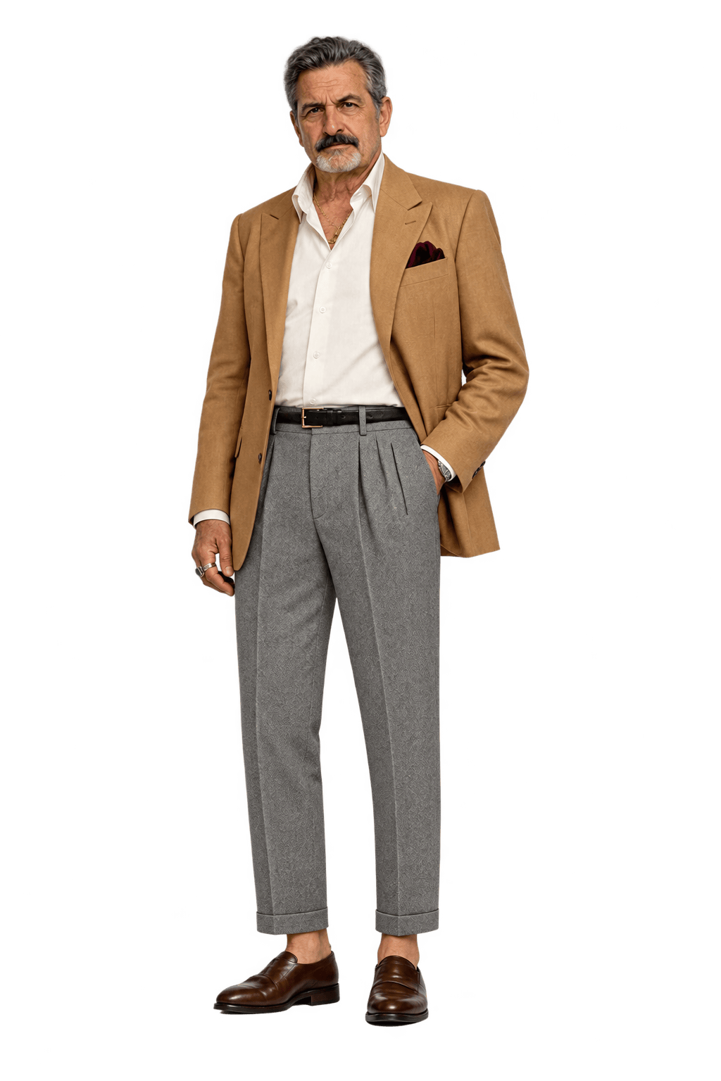 1980s Warm Gray Wool Trousers - Model