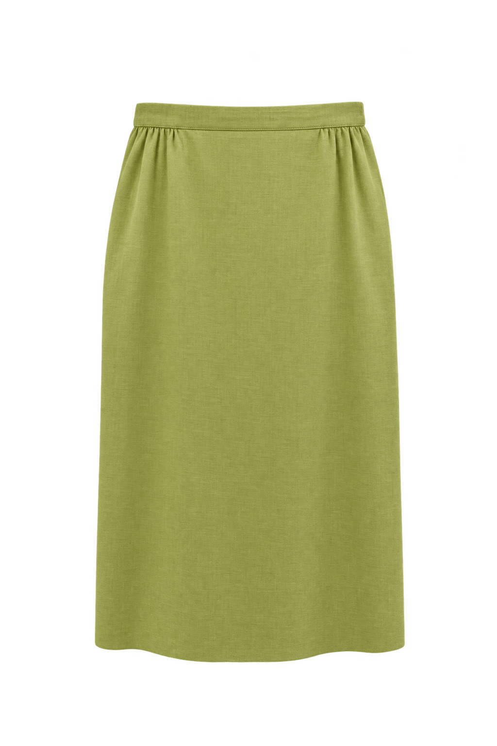 1960s Pale Lime Green Woven Skirt - Front View
