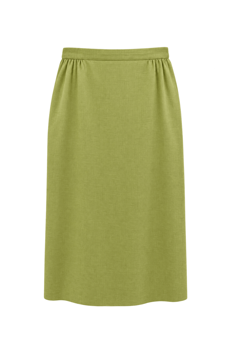 1960s Pale Lime Green Woven Skirt - Front View