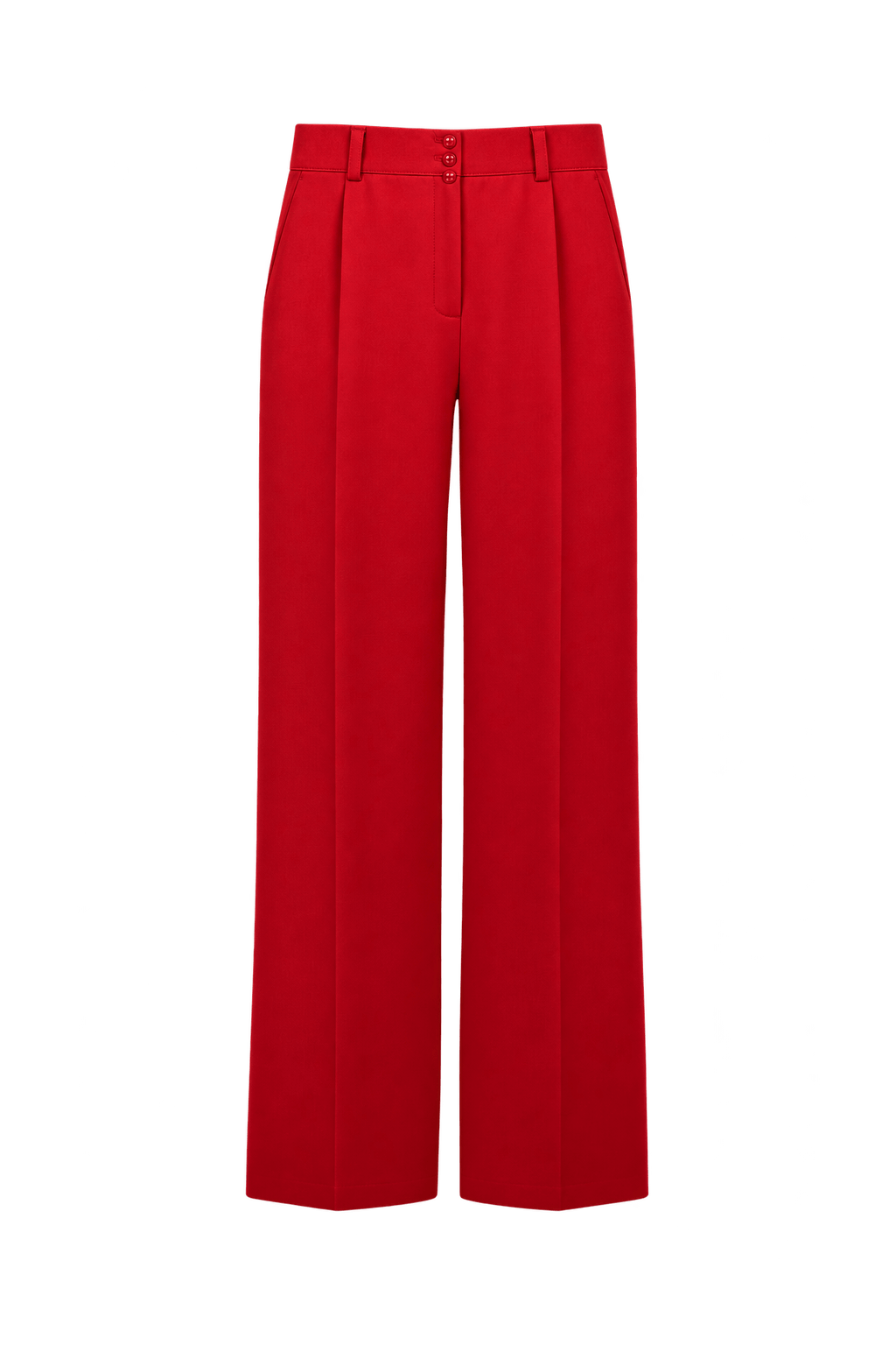 1990s Bright Crimson Red Woven Trousers - Front View