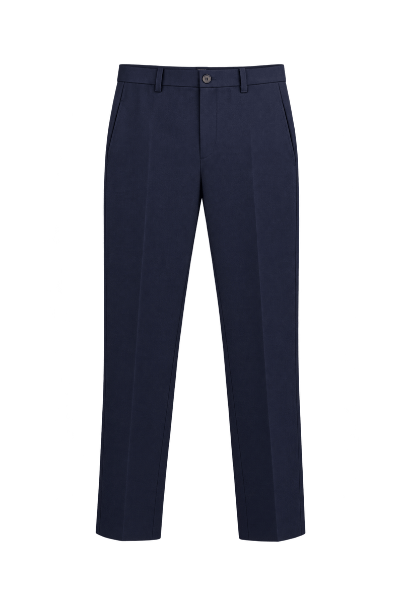 1990s Dark Navy Blue Woven Trousers - Front View