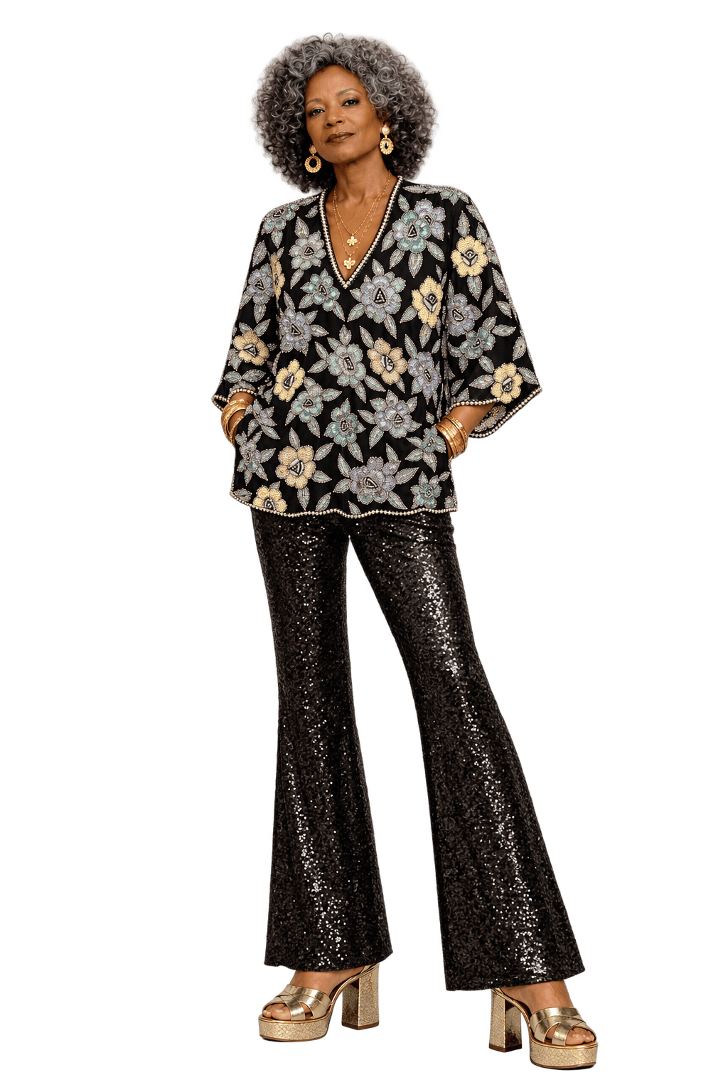 1980s Black Sheer Fabric Blouse - Model