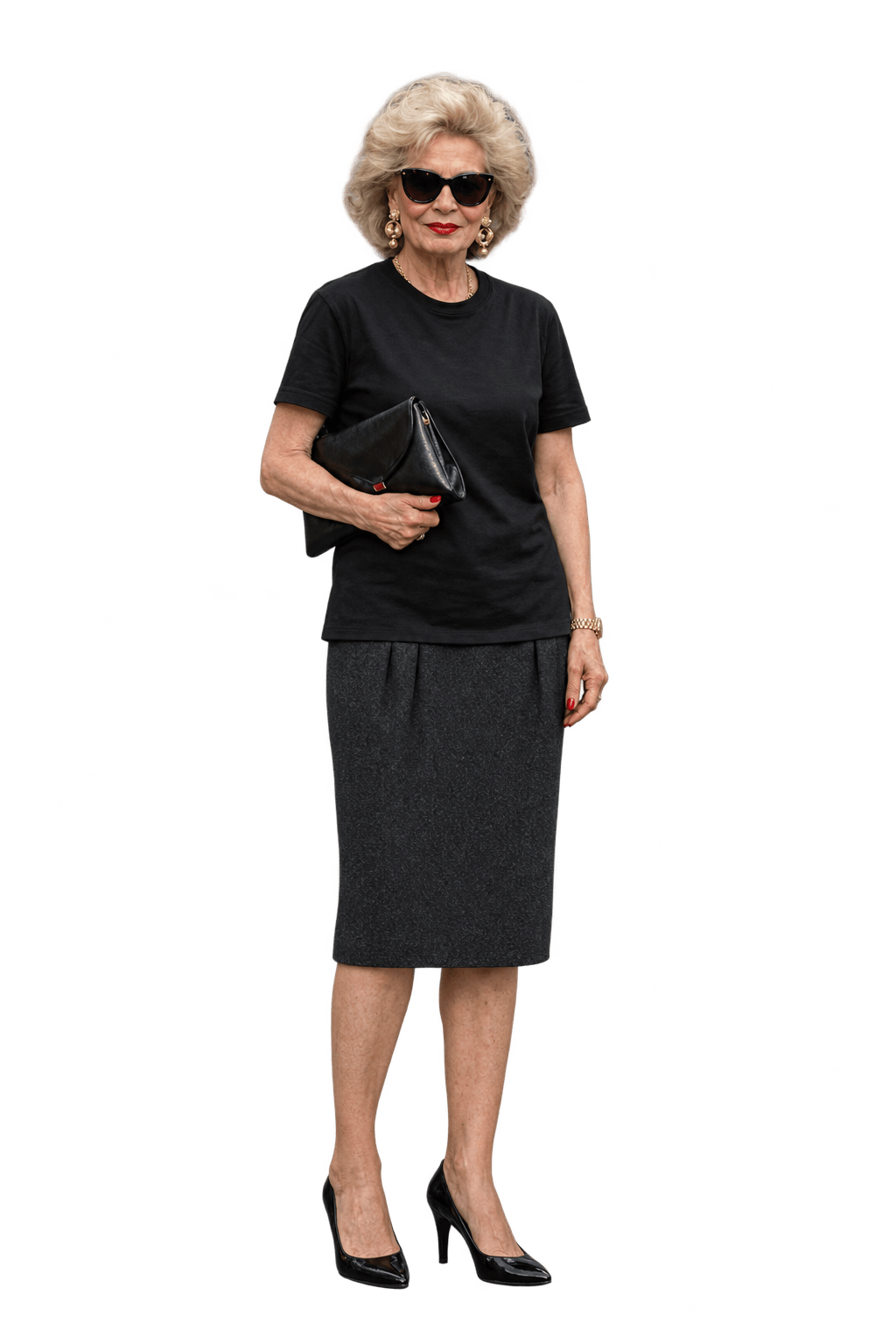 1980s Charcoal Grey Wool-like Skirt - Model