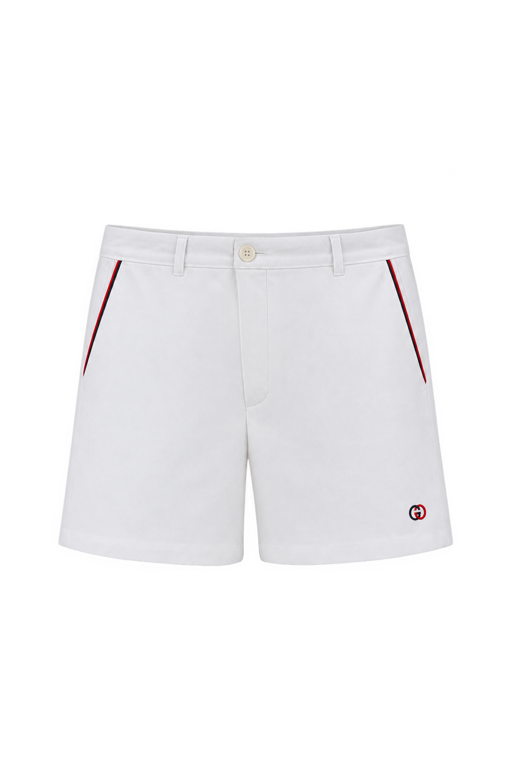1980s White Woven Fabric Mens Shorts - Front View