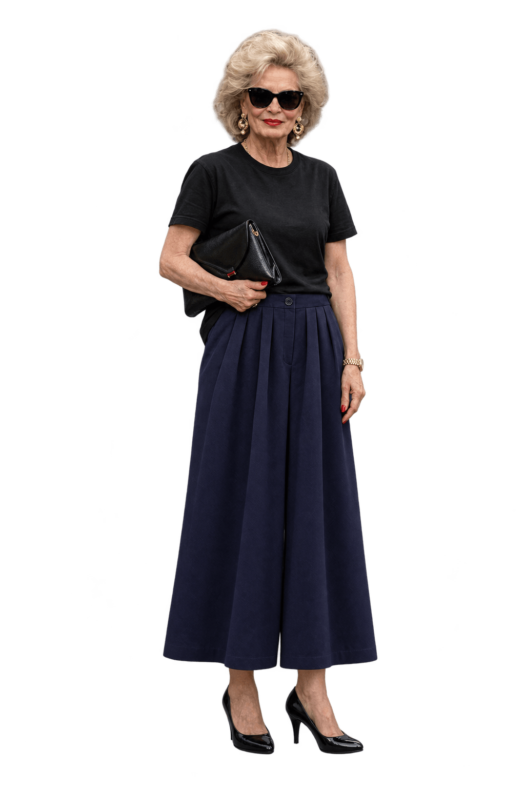 1980s Deep Purple Woven Wide-Leg Pants - Model