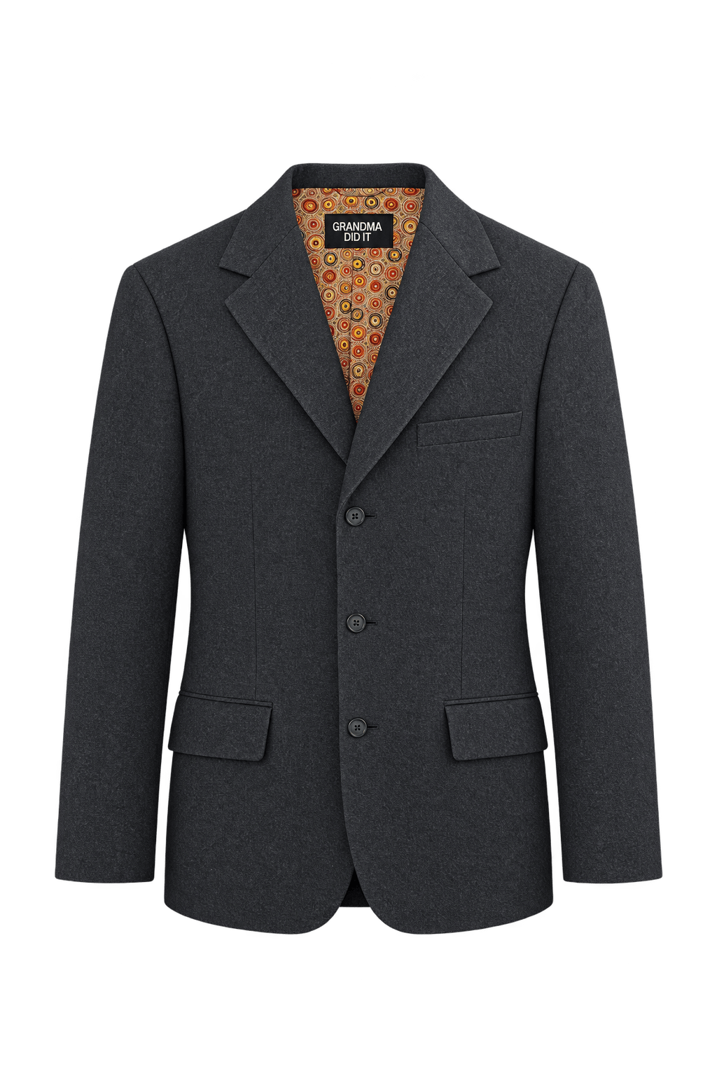1980s Dark Charcoal Gray Woven Blazer - Front View