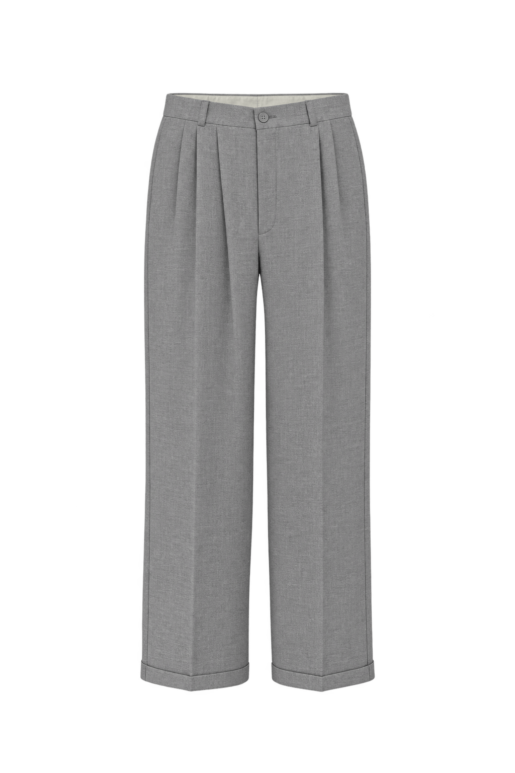 1980s Light Gray Woven Trousers - Front View