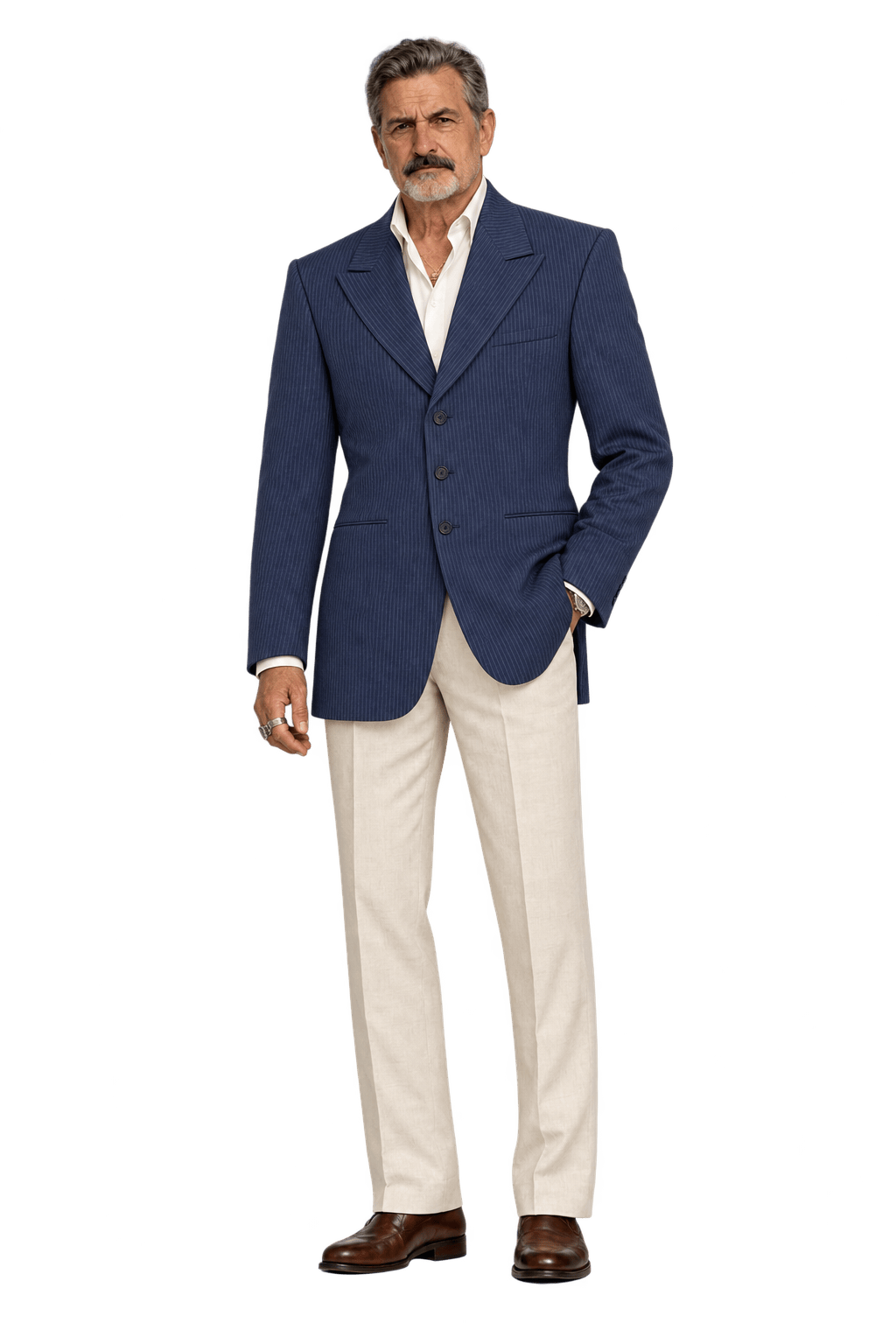 1980s Navy Blue Woven Blazer - Model