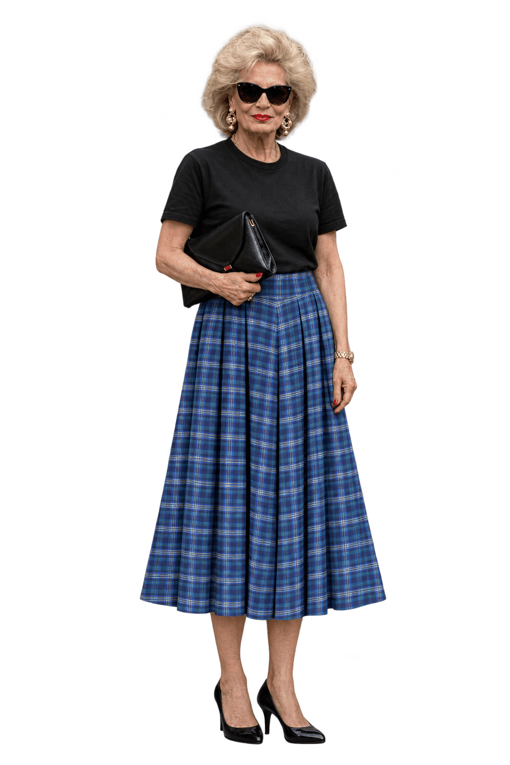 1980s Cobalt Blue Lightweight Skirt - Model