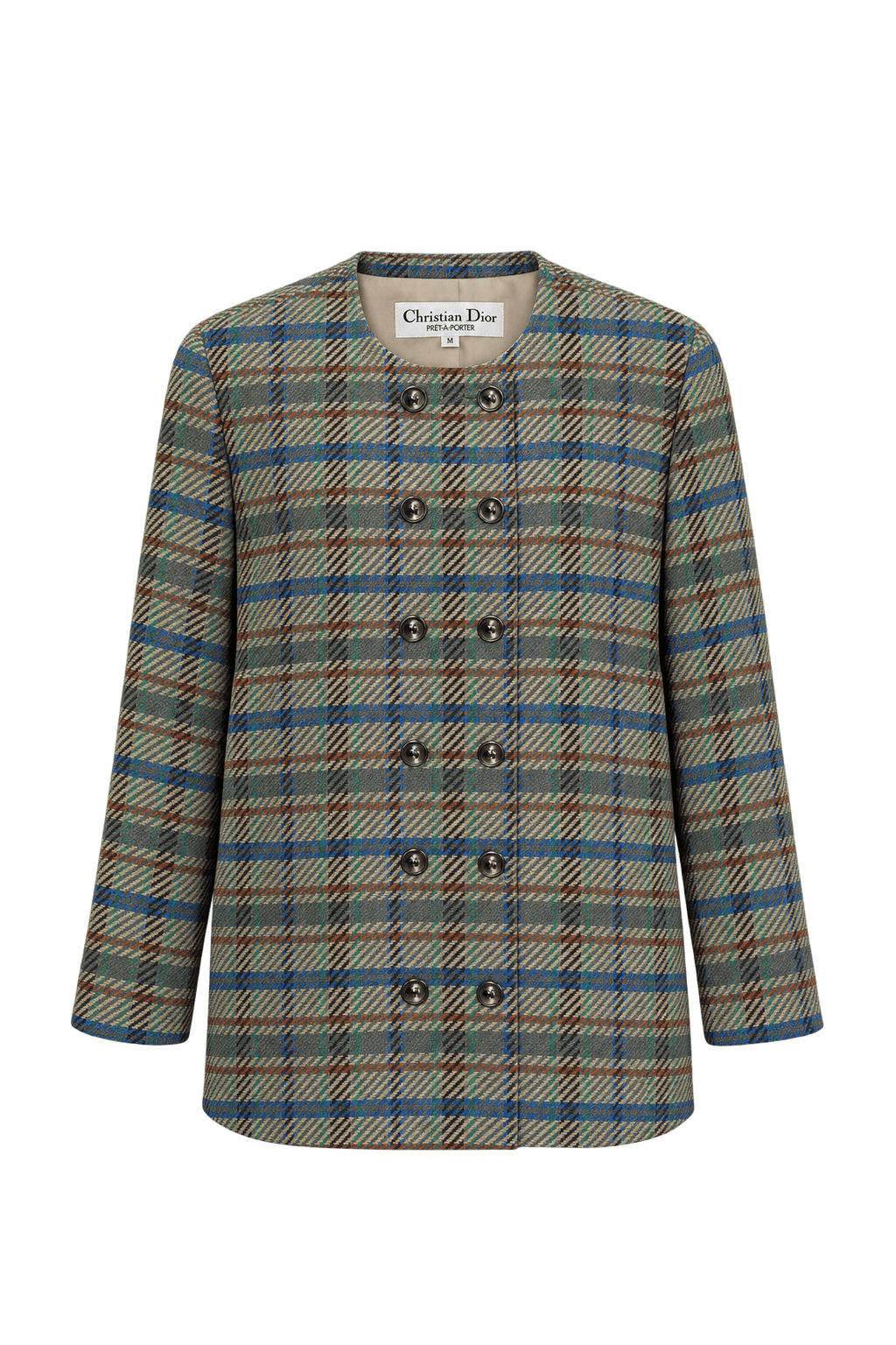 1980s Muted Grey-Green Woven Jacket - Front View