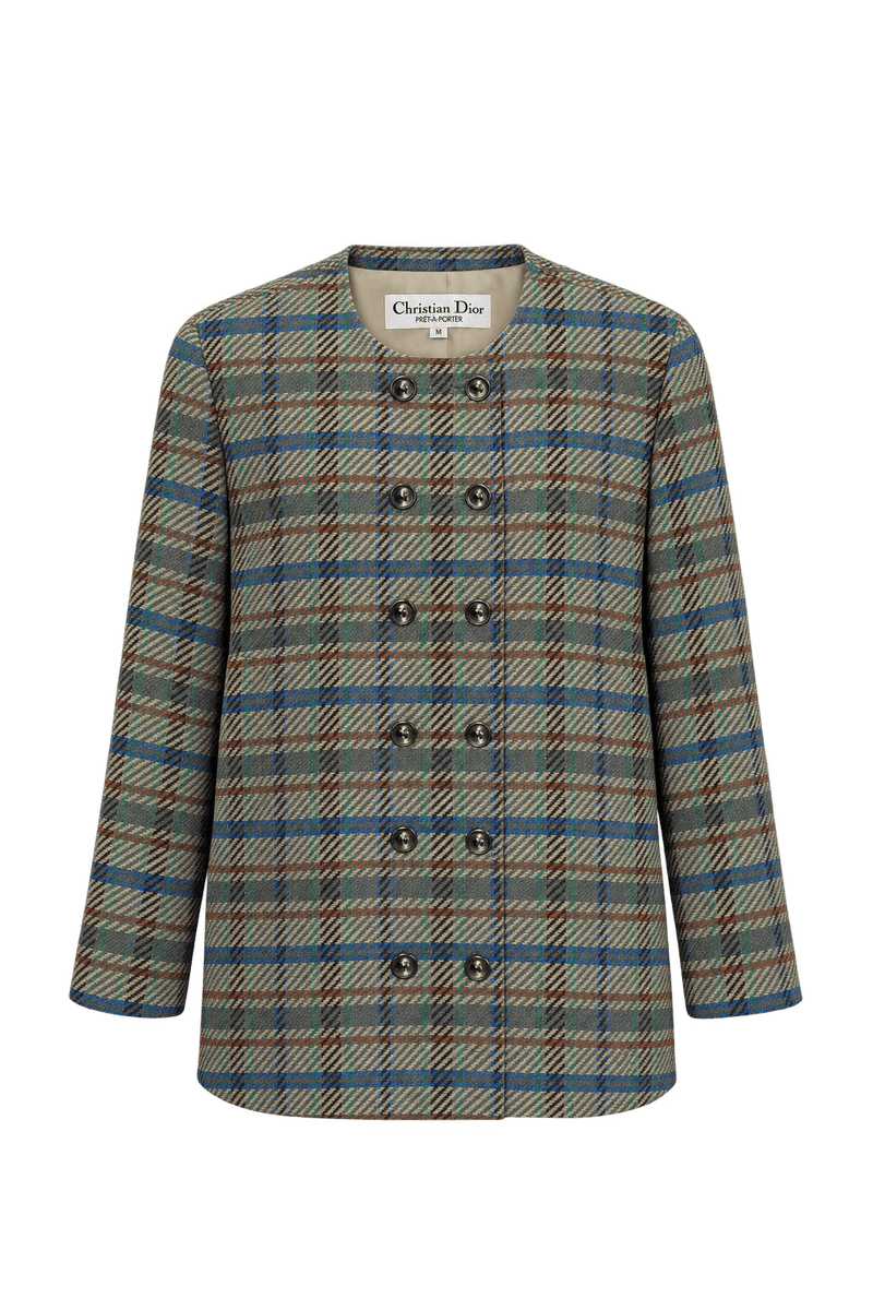 1980s Muted Grey-Green Woven Jacket - Front View