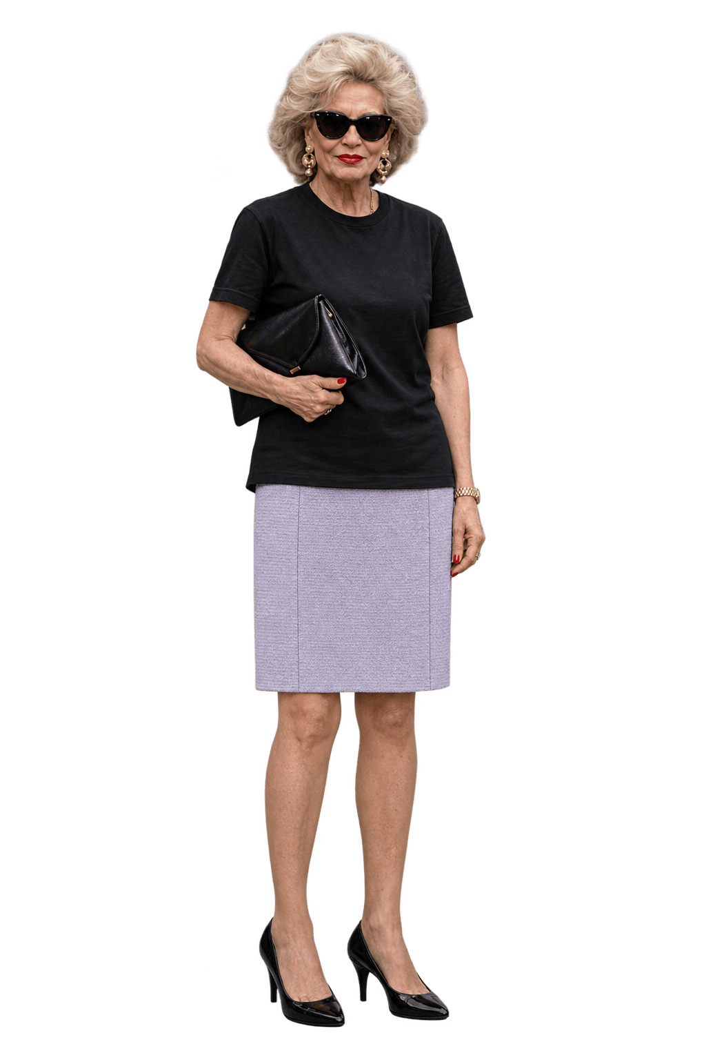 1980s Pale Lavender Textured Woven Skirt - Model