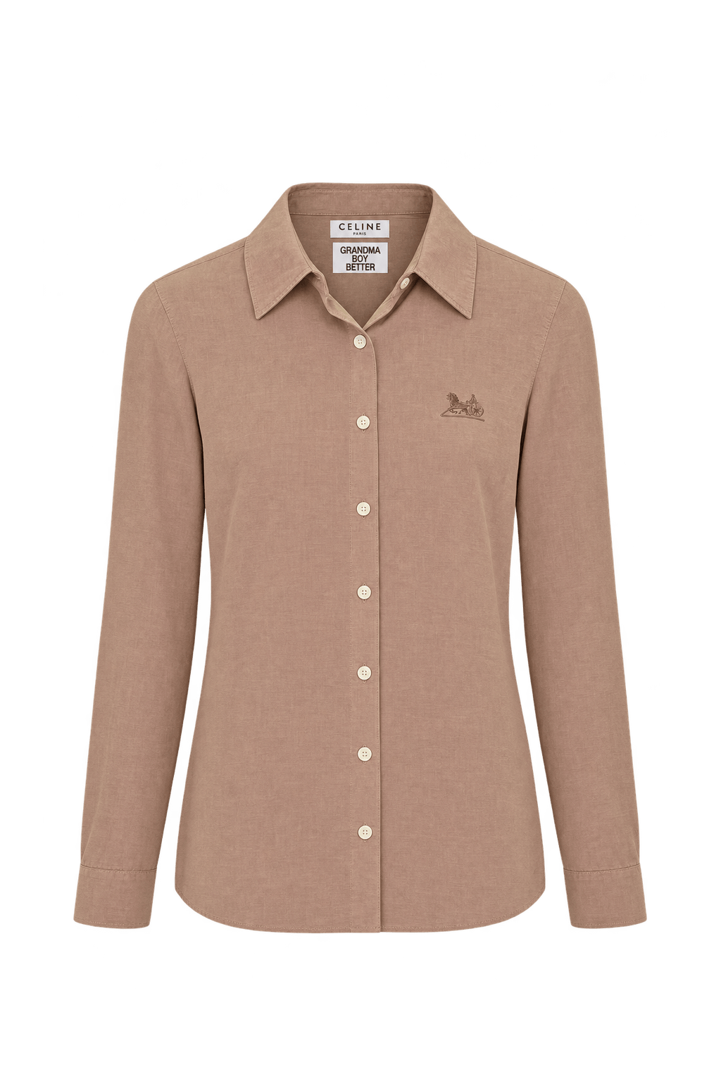 1990s Dusty Peach Pink Lightweight Button-Down Shirt - Front View