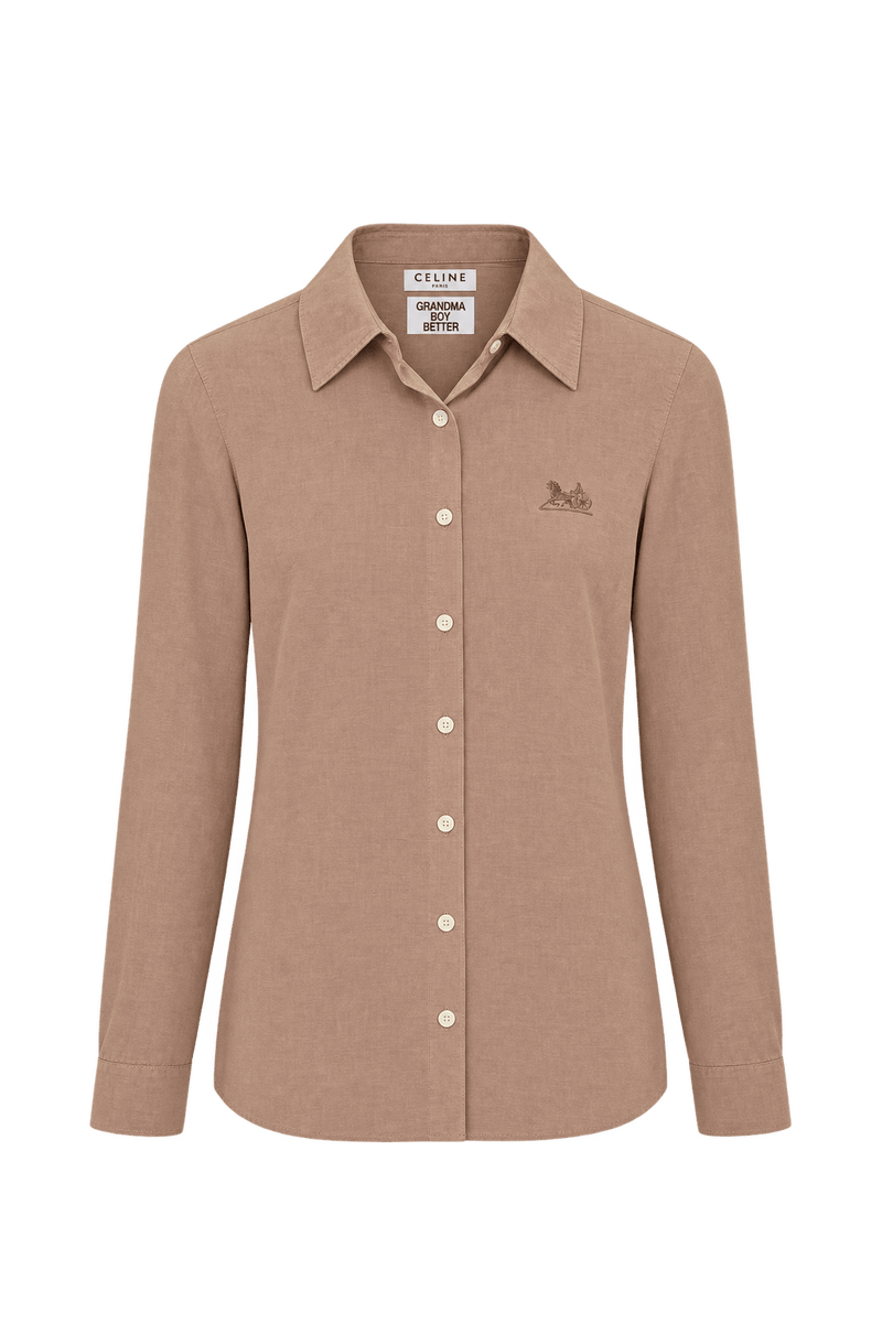 1990s Dusty Peach Pink Lightweight Button-Down Shirt - Front View