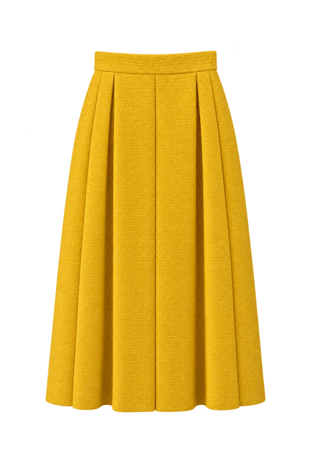 1980s Mustard Yellow Wool Skirt - Front View