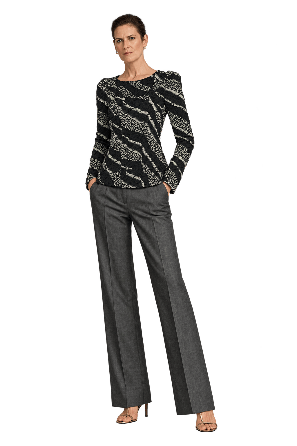 1990s Black Fabric Blend Blouse - Model