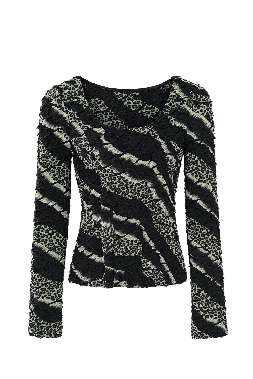 1990s Black Fabric Blend Blouse - Front View