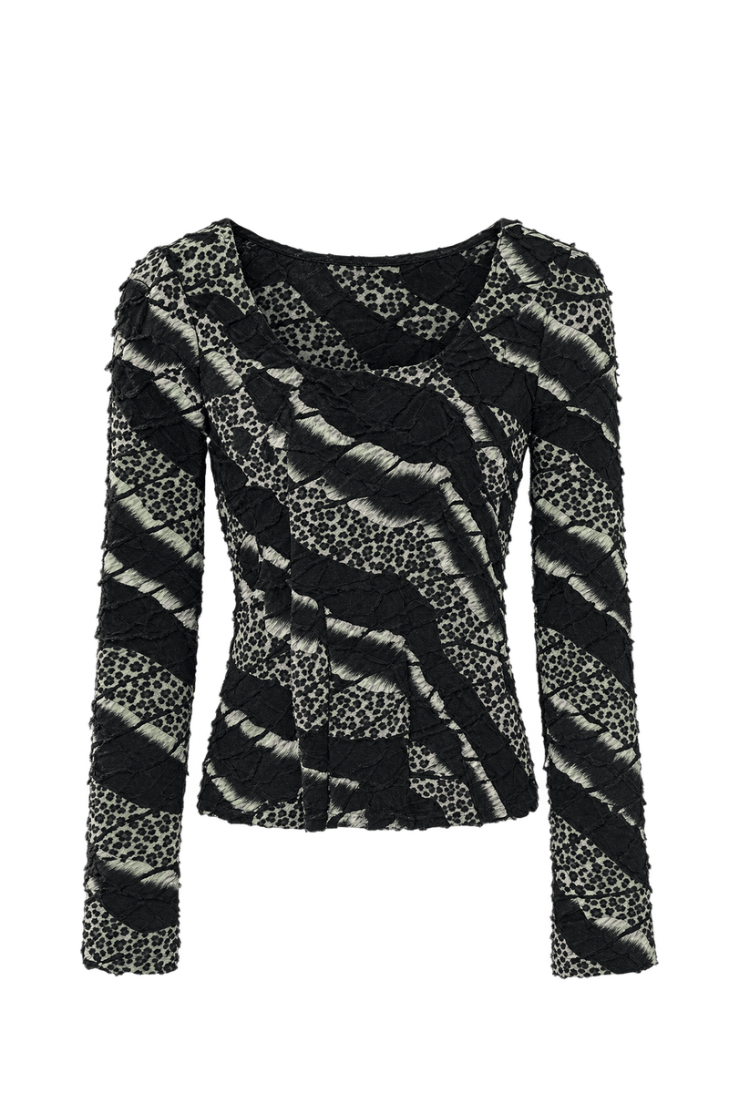 1990s Black Fabric Blend Blouse - Front View