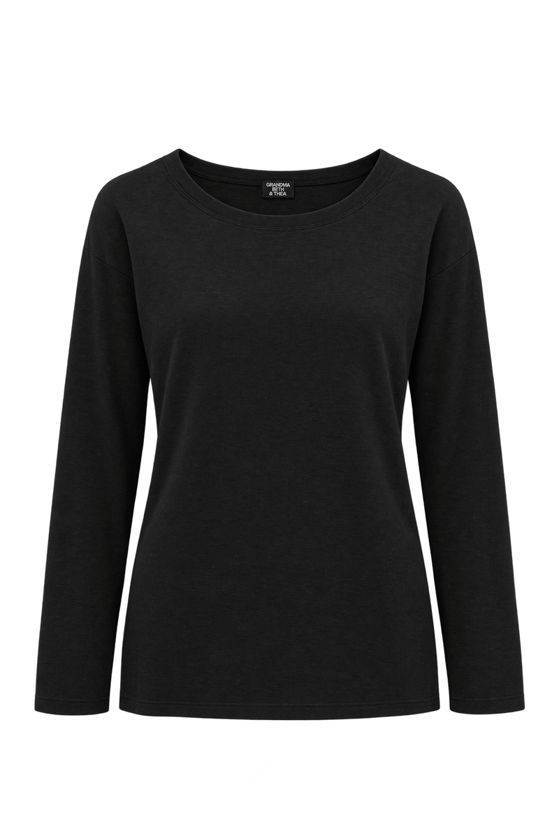 1990s Black Cotton-blend Knit T-shirt - Front View