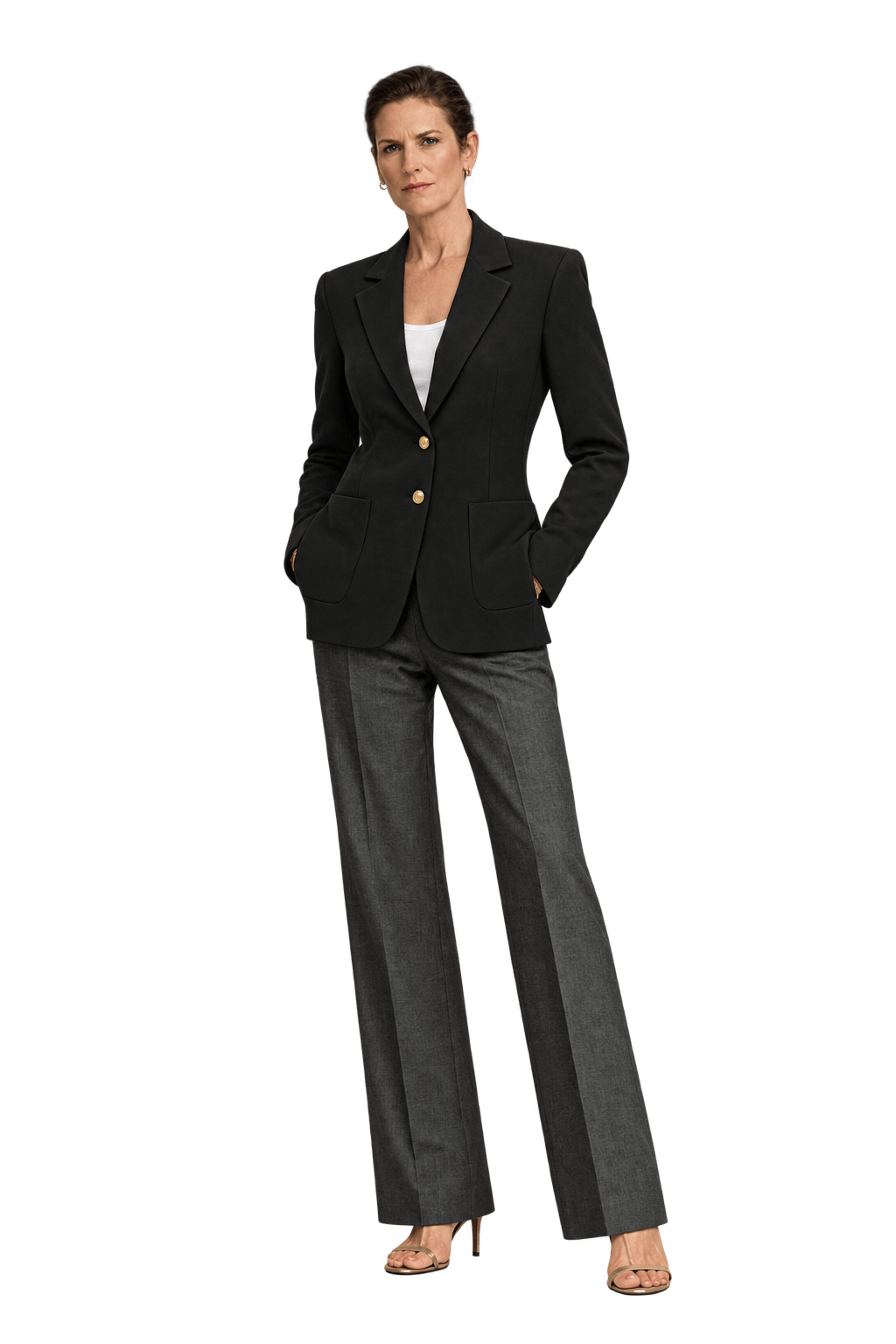 1990s Black Smooth Woven Blazer - Model